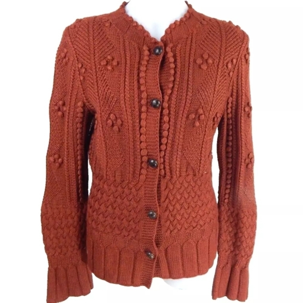 Peruvian Connection Textured Knit Bobble Cardigan